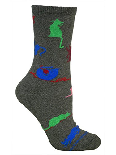 Wheel House Designs Socks - Cats Playing on Gray Socks - 9-11
