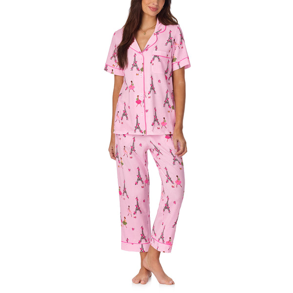 BedHead - Classic Stretch Cropped Jersey PJ Set - Tres Chic - Medium