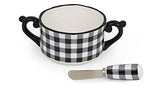 Boston International - 4.75" Bowl & Spreader - Black & White Check