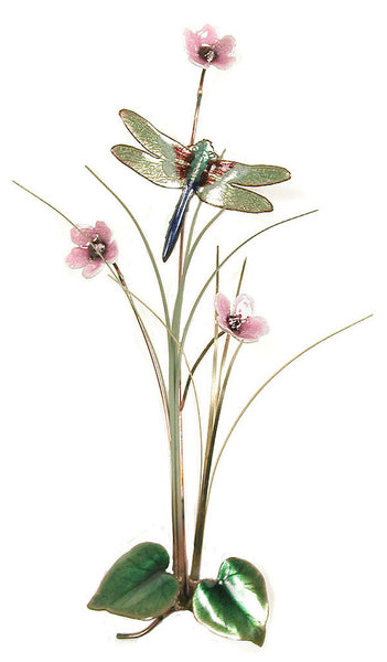 Bovano - Wall Hanging Sculpture - Dragonfly and Flowers
