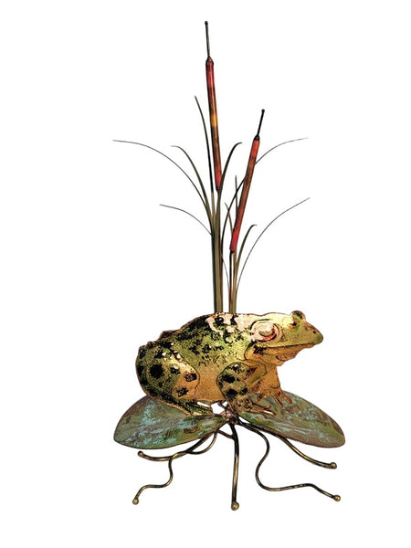 Bovano - Table Sculpture - Frog w/ Cattails