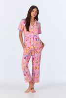 BedHead - 3/4 Sleeve Crop Jersey PJ Set - Spring Showers - Medium