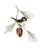 Bovano - Wall Sculpture - Chickadee w/ Pine Bough