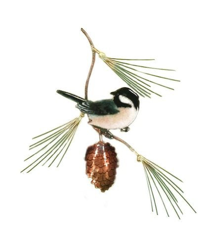 Bovano - Wall Sculpture - Chickadee w/ Pine Bough