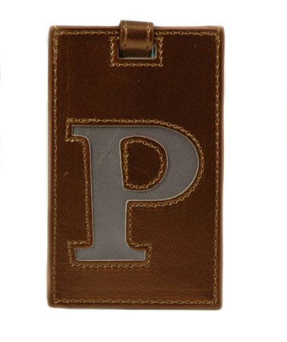 Ganz - Luggage Tag - Metallic Initial - P - Bronze with Pink P