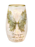 Stony Creek - 5.25" Glass USB Lighted Vase - Angel Wings Always