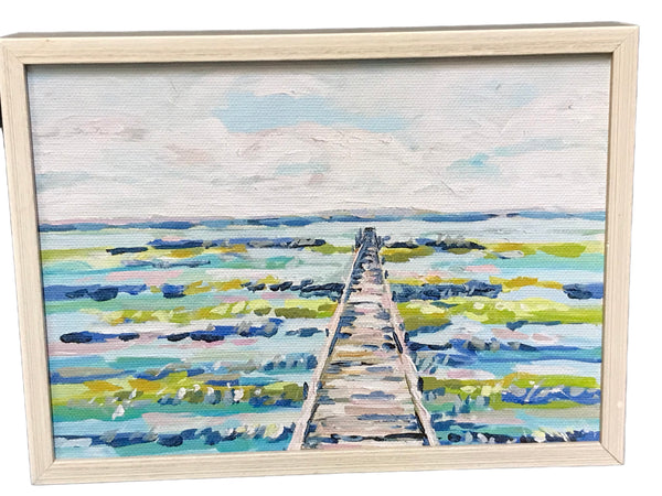 GreenBox - Framed Canvas 7" x 5" - Pier at Morning Light