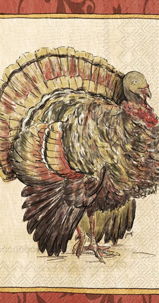 Boston International - Paper Guest Towel 16 Count - Painterly Turkey