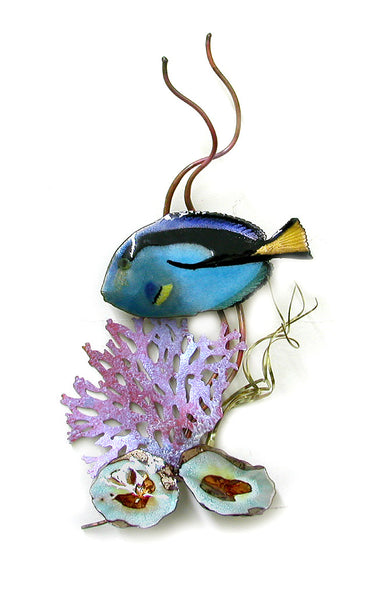 Bovano - Wall Sculpture - Single Flagtail Surgeonfish in Coral