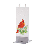 Flatyz - Twin Wick Flat Candle - Snowy Cardinal on Pine Branch
