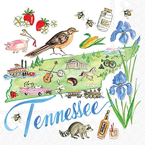 Boston International - 3-Ply 5" Cocktail Napkins - State Collection - Tennessee