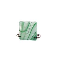 Glass Fire - Art Deco V-Vase - Green & White