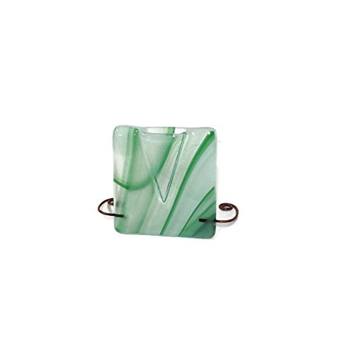 Glass Fire - Art Deco V-Vase - Green & White