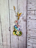 Bovano - Wall Sculpture - Oak Leaf & Teal Satyr Butterfly w/ Cone Flowers
