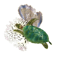 Bovano - Wall Sculpture - Sea Turtle w/ Coral - Blue