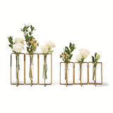 Tozai Home - Lavoisier Set of 2 Golden Flower Vases - Nickel