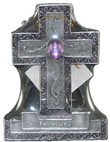 Encore - Free Standing Silver Cross with Gemstone - Purple - February