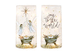 Stony Creek - 10" Frosted Glass Lighted Vase - Joy to the World Manger