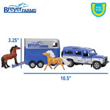 Breyer Horses Farms Land Rover and Tag-a-Long Trailer and Playset | Die Cast | 3.25” H x 10.5” L x 2.5” D | 2 Stablemates Horses Included | 1:32 Scale | Model #59216, Multi