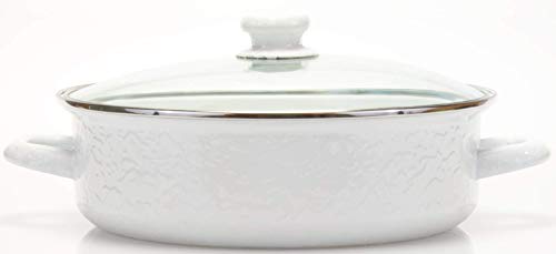 Golden Rabbit Enamelware - 5 Qt. Sauté Pan - White