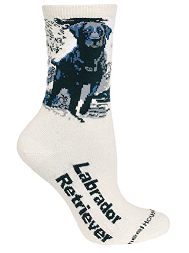 Wheel House Designs Socks - Labrador (Black) on Natural - 9-11