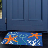 Jellybean - 30x20 Indoor/Outdoor Accent Rug - Starfish On Royal Blue