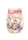 Stony Creek - 4" Glass USB Lighted Jar w/Pink Ribbon - Encouragement Floral