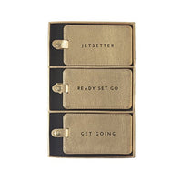 Eccolo - 3 Pack Luggage Tag Set - 2.5" x 4.5" Jetsetter - Gold