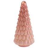 Boston International Glass Christmas Tree for Tabletop Mantel Shelf Winter Holiday Decorations for Home, Large, Cool Coral