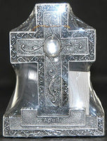 Encore - Free Standing Silver Cross with Gemstone - White - April