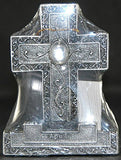 Encore - Free Standing Silver Cross with Gemstone - White - April