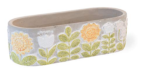 Boston International -  12x5 Ceramic Planter - Flower Field