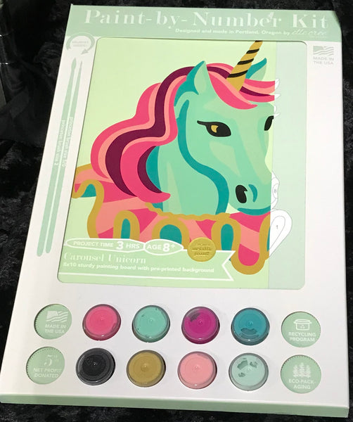 Elle Cree - 8x10 Mini Paint-by-Number Kit - Carousel Unicorn