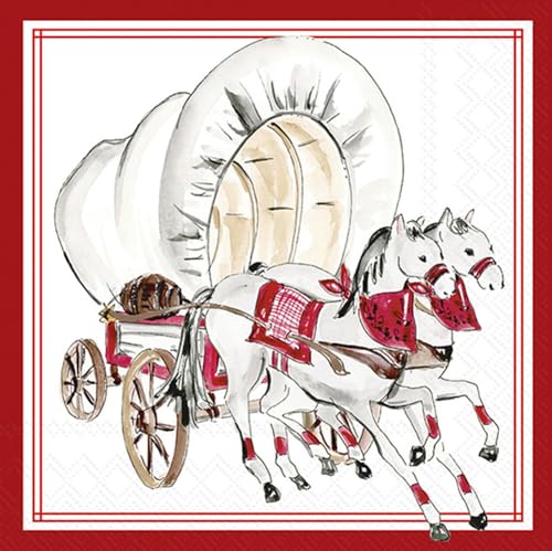 Boston International - 3-Ply 5" Cocktail Napkins - Hometown Pride - Covered Wagon