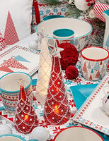 Boston International - LED Small Tabletop Tree - Red & White Pearl