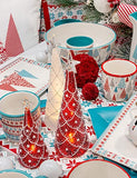 Boston International - LED Small Tabletop Tree - Red & White Pearl