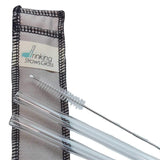 Drinking Straws.Glass - Double Glass Straw Set - 9.5mm x 8" - Gray Case