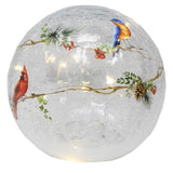GC - Birds on Boughs - 6" LED Lighted Crackle Glass Globe