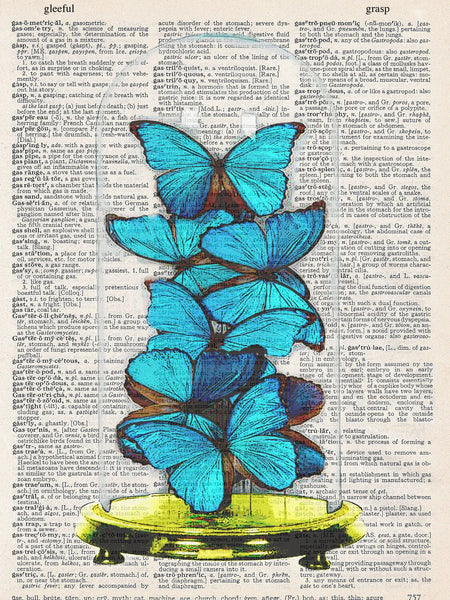 ArtNWordz -  Vintage Recycled Dictionary Print - Butterfly Glass