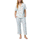 BedHead - Classic Stretch Cropped Jersey PJ Set - Retro Surf - Medium