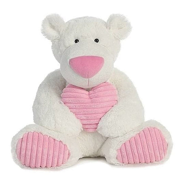 Aurora - Vanilla Latte with Pink Heart Bear - 15"