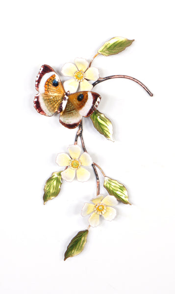 Bovano - Wall Sculpture - Gold Eyemark Butterfly w/ Rock Roses