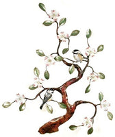Bovano - Wall Sculpture - Flowering Dogwood Branch w/ Chickadees