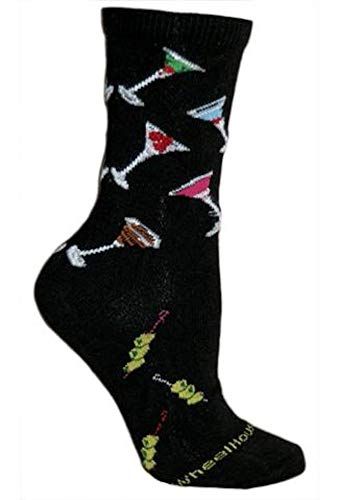 Wheel House Designs Socks - Martini Bar on Black - 9-11