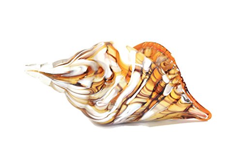 Two's Company - Decorative Glass Seashell - White & Amber