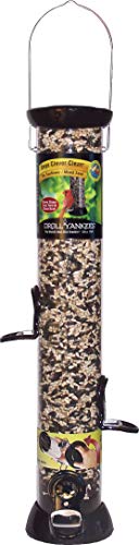 Droll Yankees Onyx Clever Clean and Fill Mixed Seed Bird Feeder, 18-Inches, 2-Lb Seed Capacity, 4 Ports, Black