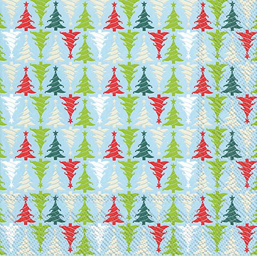 Boston International - 3-Ply 5" Cocktail Napkins - Trees in Line Light on Blue