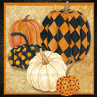 Boston International - 3-Ply 5" Cocktail Napkins - Patterned Pumpkins