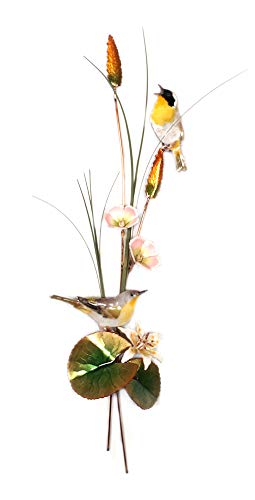 Bovano - Wall Sculpture - Yellow Throated Warblers with Cattails
