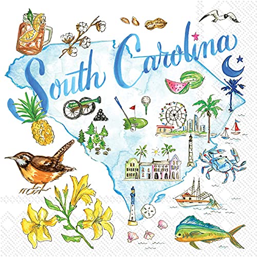 Boston International - 3-Ply 5" Cocktail Napkins - State Collection - South Carolina
